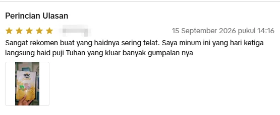 Tangkapan skrin ulasan asal daripada Shopee Indonesia, nama pembeli disamarkan