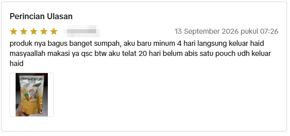 Tangkapan skrin ulasan asal daripada Shopee Indonesia, nama pembeli disamarkan