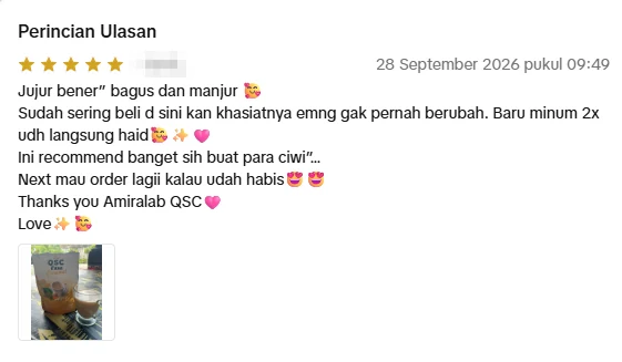 Tangkapan skrin ulasan asal daripada Shopee Indonesia, nama pembeli disamarkan