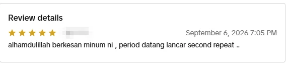 Tangkapan skrin ulasan asal daripada Shopee Malaysia, nama pembeli disamarkan