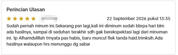 Tangkapan skrin ulasan asal daripada Shopee Indonesia, nama pembeli disamarkan