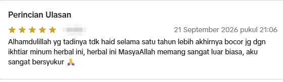 Tangkapan skrin ulasan asal daripada Shopee Indonesia, nama pembeli disamarkan