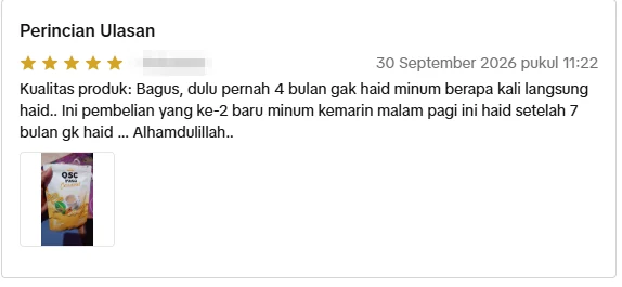 Tangkapan skrin ulasan asal daripada Shopee Indonesia, nama pembeli disamarkan