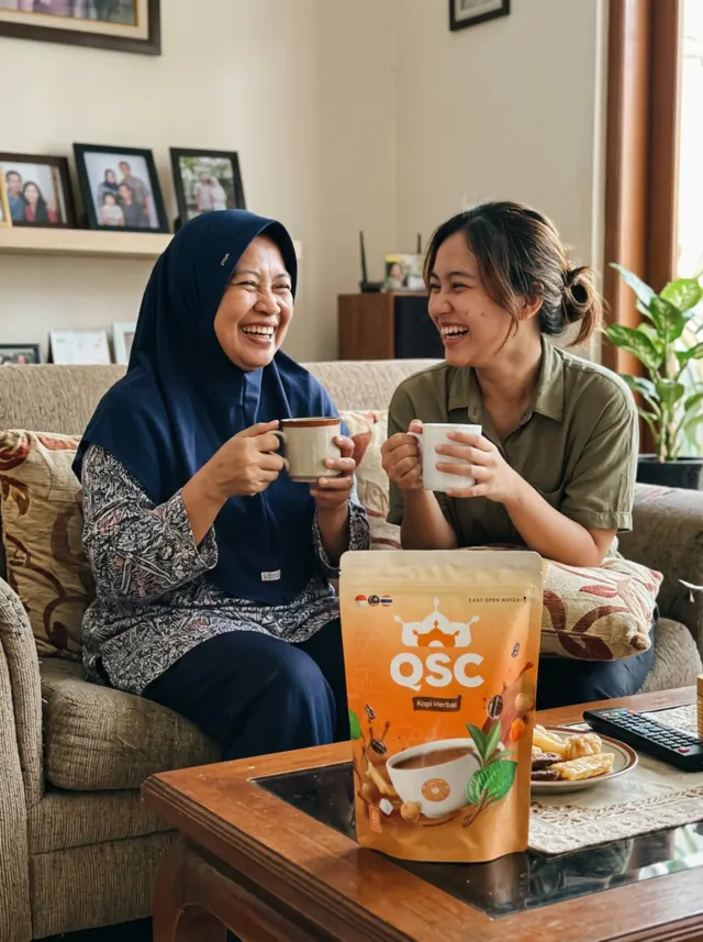 ภาพประกอบแม่และลูกพักผ่อนกับ QSC Cappuccino